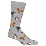 Hot Sox Men's Fun Dogs Crew 1 Pair Pack-Cool & Funny Pets Novelty Fashion Socks, Multi Dogs (Sweatshirt Gray Heather), 6-12