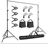 Vevelux 2 X 3 M / 6.5 X 10 FT Photo Video Studio Adjustable Backdrop Stand, Background Support System with 8 Spring Clamps, 2 Sandbags & 1 Carrying Bag for Video Studio Photo Party Wedding