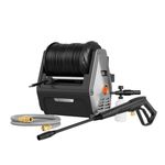 Giraffe Tools Grandfalls Pressure Washer Essential, Electric Wall Mount Power Washer, Max 3300PSI, 1.6GPM, 100FT Retractable Pressure Reel, 4 Nozzles