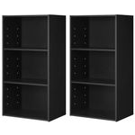 Giantex 2 Pieces 3 Shelf Bookcase Book Shelves Open Storage Cabinet Multi-Functional Home Office Bedroom Furniture Display Bookcases, Black