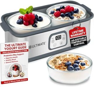 Ultimate Probiotic Yogurt Maker with Adjustable Time & Temperature Control, Make Trillions of Probiotics for Better Gut Health, Two 1-Quart Containers for Larger Batches, UNLIMITED LIFETIME WARRANTY