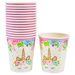 Lalantopparties Unicorn Theme Paper Cups, Unicorn Theme Disposable Paper Cups and Glass for Children Birthday Party, Theme Decoration, Tablewear and Cutlery Unicorn Theme (Pack of 10)