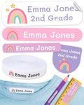 155 Personalized Name Labels for Kids, 100 Iron-on Clothing Labels & 55 Name Tag Stickers, Ideal for School Supplies & Clothes, Easy to Use, High Resistance Vinyl Material, Color 15