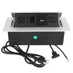 Hidden Pop-Up Outlet with 20W USB C Port Electrical Pop-Up Box Recessed Multimedia Strip Socket with 2 AC Outlet, USB A & USB C Ports with Outlet Network HDMI for The Conference Table (Sliver-B)