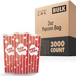 Popcorn Bags (3000 Pack) 2 oz Red and White Striped Grease Resistant Disposable Party Bags for Popcorn Machines Vintage Style by Stock Your Home