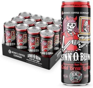 Bones Coffee Company Sinn-O-Bun Cold Brew Latte, Cold Brew Coffee Cinnamon Bun Flavored Cold Brew Coffee, 11 Fl Oz Cold Brew Canned Coffee Drinks, Coffee On-the-Go (12 Pack)