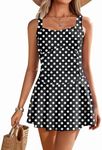 Ekouaer Swim Dress One Piece Bathing Suit Skirted Swimsuits for Women Ruched Retro Swimwear S-XXL
