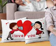 TIED RIBBONS Birthday Anniversary Wedding Gift for Girlfriend Boyfriend Husband Wife Love Couples Girls Boys - Special Set of 2 Pillow Cushion Cover with Fillers (12 inch X 12 inch) Combo