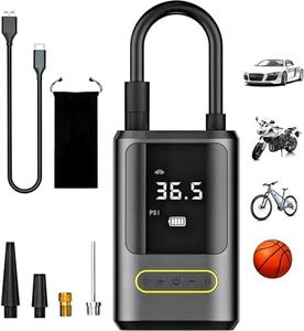 Tire Inflator Portable Air Compressor, 150psi Portable Tire Air Pump For Car Bicycle Motorcycle, Compact Cordless Air Inflator with Digital Tire Pressure Gauge and LED Light