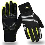 FDX Full Finger Winter Cycling Gloves - Warm Windproof, Mountain Bike Gloves Anti-Slip Padded Palm, Touchscreen, Breathable, Water Resistant MTB Racing and Running Mitts for Men Women (Yellow, M)