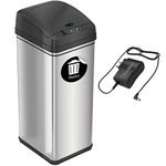 Deodorizer Filtered Stainless Steel Sensor Trash Can 13-Gallon, 100% Touch-Free, Odor-Free and Eliminates Cross-Contamination of Germs by iTouchless