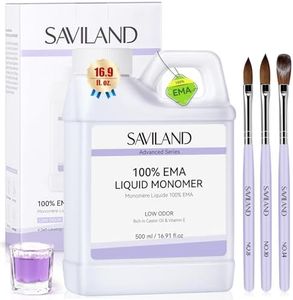 SAVILAND Advanced Monomer Acrylic Nail Liquid Kit: Pure EMA 16OZ Acrylic Liquid Low Odor Nail Monomer Liquid with 3 Pcs Acrylic Nail Brush Dappen Dish for French Nail Extension Carving DIY Home 500 ml