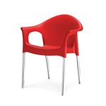 Nilkamal Mid Back Chair with Arm NS09SS | Chair for Living Room, Bed Room, Kitchen, Office Room, Outdoor| 100% PolyPropylene Stackable Chair | (Bright Red)