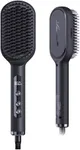 LANVIER Hair Straightener Brush, Ionic Straightening Brush with Infrared, Wide Plate Heated Smoothing Hot Brush with Negative Ions, 32 Temps, Dual Voltage, Flat Iron Comb Styler for Thick Curly Hair