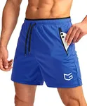 G Gradual Men's Running Shorts with Zipper Pockets Quick Dry Gym Athletic Workout 5" Shorts for Men (Blue, X-Large)