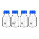 SPYLX Borosilicate Glass 3.3 Measuring Reagent Bottle 500ml With blue Screw Cap lab, Pack of 4 for laboratory and professional use