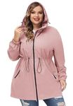 Hanna Nikole Women Plus Size Waterproof Cycling Jacket Lightweight Outdoor Rain Coat Raincoats with Pocket Pink 28