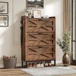 DWVO Shoe Cabinet with 3 Flip Drawers for 24 Pairs, Farmhouse Shoe Organizer for Entryway, Narrow Slim Shoe Rack Cabinet for Living Room, Hallway (Rustic Brown)