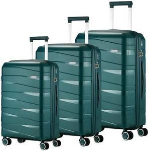 MAZAM 3PCS Suitcase Luggage W/ 3 Handles(Top Retractable/Top/Side), Spinner Wheels, Travel Luggage Hardshell W/Lightweight TSA Lock, Double-Head Zipper, 20/24/28 Inch, Green