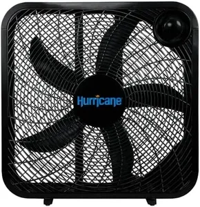 Hurricane Classic Floor Mount Box Fan w/ 3 Quiet Speeds, Black, 20" - Corded Portable Electric Air Cooling Unit w/ Powerful 2400 CFM Airflow for Home, Garage, Office, Bedroom & Basement