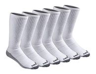 Dickies mens Multi-pack Dri-tech 2.0 Moisture Control Heel-lock Crew Socks, White (6 Pairs), Shoe Size: 6-12