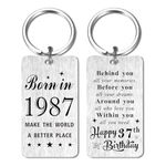 Gezxin Happy 37th Birthday Gifts for Women Men- 37 Year Yr Old Birthday Keychain for Him Her Male Female- Personalized 1987 37th Birthday Bday Presents for Man Woman