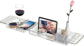 Baosia Expandable Bathtub Tray,Clear Plastic Anti-Slip Bath Tub Shelf Caddy Tray,Luxury Bathtub & Bathroom Accessories for Relaxing Spa,Suitable for bathtubs with an Internal Width of up to 28.7 inch