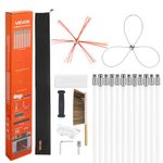 VEVOR Chimney Sweep Kit, 39 ft Maximum Extendable Length Chimney Brush, Chimney Cleaner Sweeper with Dual Brush Heads & Bristle Replacements, Fireplace Cleaning Tool for Square, Rectangle Chimneys