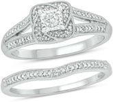 Cali Trove Sterling Silver 1/5ct Round White Natural Diamond Wedding Bridal Ring Set for Women