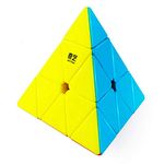 D ETERNAL Qiyi Qiming Pyramid Cube 3x3 High Speed Stickerless Triangle Pyraminx Puzzle Cube