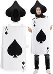 Skicuff 2 Pcs Halloween Ace of Spades Costume for Adult Black Poker Cards Costume with Hat Deck of Cards Cosplay Playing Cards Costume Casino Photography Prop Gift for Men Women Halloween Party Outfit