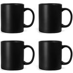 11 OZ Coffee Mugs, Harebe Family Ceramic Cup for Coffee, Tea, Cocoa and Mulled Drinks, Classic Mugs Set of 4, Matte Black