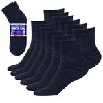 Diabetic Ankle Socks Mens Womens Non-Binding Socks Loose Fit 6 Pairs Debra Weitzner, Navy, 9-11