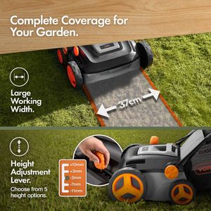 VonHaus Electric Lawn Scarifier & Aerator – 1600W, 45L Box, 37cm Width