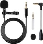 Lavalier Microphone, Gyvazla Professional Grade Omnidirectional Lapel Mic with Easy Clip on System, Perfect for Recording Interview/Video Conference/Podcast/Voice Dictation/Phone