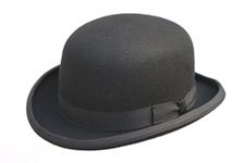 100% Wool Black Bowler Hat Fashion Hat Satin Lining (61cm)