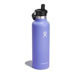 HYDRO FLASK - Water Bottle 621 ml (21 oz) - Vacuum Insulated Stainless Steel Water Bottle with Flex Straw Cap - BPA-Free - Standard Mouth - Lupine