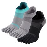 TRIWONDER Split Toe Socks 3 Pairs Five Finger Socks Running Socks Sport Toe Sock for Men Women (Black + Grey + Light Blue, M)