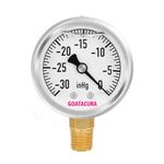 GOATACURA -30inHg-0 Glycerin Filled Vacuum Pressure Gauge, 2" Dial Size, 304 Stainless Steel Case, 1/4" NPT Lower Mount, with High Accuracy