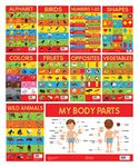 Early Learning Educational 10 Charts Boxset for Kids: Perfect for Homeschooling, Kindergarten and Nursery Students (11. 5 Inches X 17. 5 Inches) ... Fruits, Vegetables, Opposites, My Body Parts