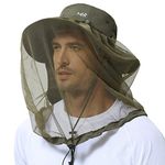 BASSDASH UPF 50+ Mosquito Sun Hat with Hidden Head Net and Neck Flap for Men Women Outdoor Fishing Hiking Camping, Army Green, One Size