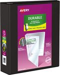 Avery Durable View Binder, 3" Slant Rings, 600 Sheet Capacity, 3 Ring Binder, 2 Pockets, PVC Free, Black (17041)