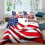 Homemissing American Duvet Cover United States Bedding Set for Kids Boys Girls Usa Federations Stars Comforter Cover Blue White Red Bedding & Linen with 2 Pillowcases 3Pcs Bedding Double