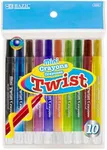 BAZIC 10 Color Twistable Crayons, Mini Twist Up Propelling Assorted Color Crayon, Coloring Drawing Art Supplies, 144-Packs