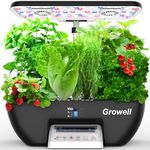 Hydroponics Growing System, Growell 17 Pods Herb Garden with 102 28W Full-Spectrum Grow Lights & 2 Fans, Indoor Garden with Water Pump, 10L Water Tank, Auto Timer, Height Adjustable (Black)