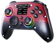 GUSGU G7 Wireless Gaming Controller with Interactive Screen, 1000Hz Polling Rate, Hall Joysticks & Triggers, 4 Programmable Buttons, Compatible with PC, Switch, PS4, iOS, Android, Red