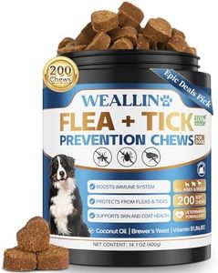 Flea and Tick Prevention for Dogs, 200 Soft Chews for Dog Fleas Ticks Treatment, Natural Dogs Oral Flea Chewables Support Supplement, Flea and Tick Chews for All Breeds & Sizes