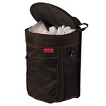 Lusso Gear Spill-Proof Car Trash Can, 2.5 Gallon Hanging Garbage Bin for Men and Women, Removable Liner, Storage Pockets, Keeps Automobile, Truck, Minivan & SUV Clean & Odor Free (Black with Red Stitching)