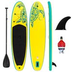 FunWater Stand up Paddle Board Inflatable Paddle Board Blow up Paddle Boards for Adults with Paddle, Fin, SUP Valve Adaptor Yellow and Green