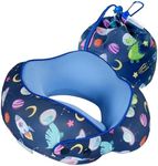 SKYTRAX® Certified Kids Safe Memory Foam Travel Neck Pillow for Kids and Toddlers, Cute Cartoon Design, Car Seat & Airplane Head Neck Support, Adjustable Snap Button, Washable Soft Cover (Dinosaur)